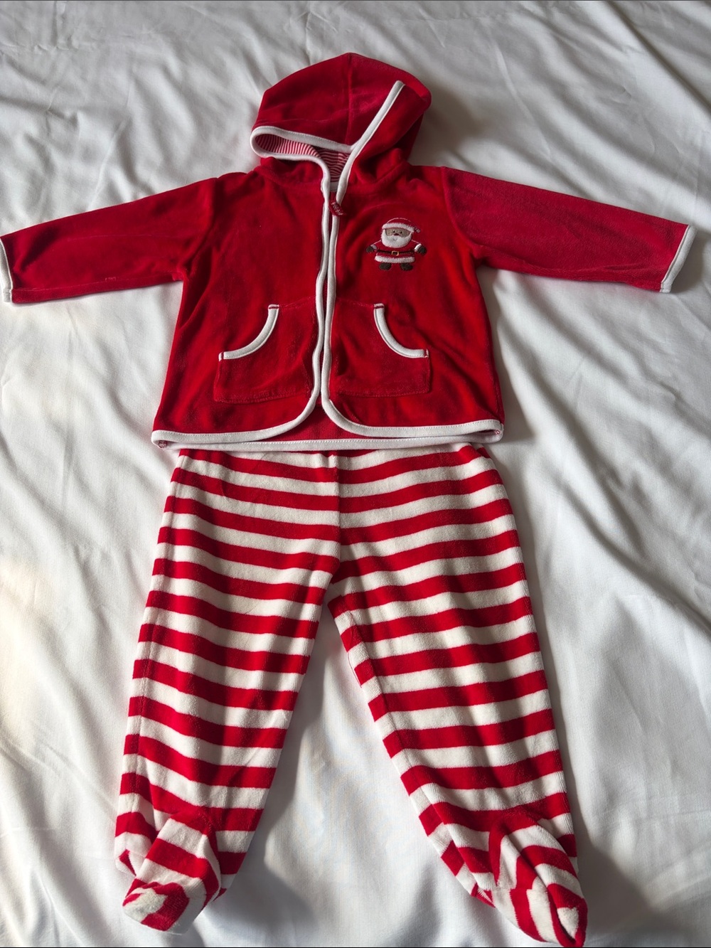 Carter's Red and White Holiday Hooded Pajama Set